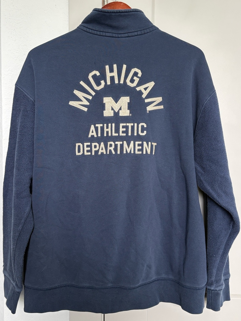 NIKE MICHIGAN WOLVERINES CAMPUS ATHLETIC QUARTER ZIP NAVY SWEATSHIRT MENS XL